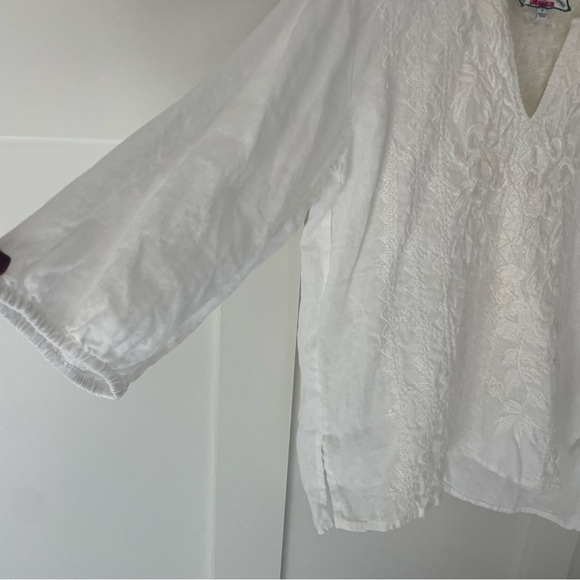 Johnny Was Split Neck Linen Blouse - Picture 3 of 9
